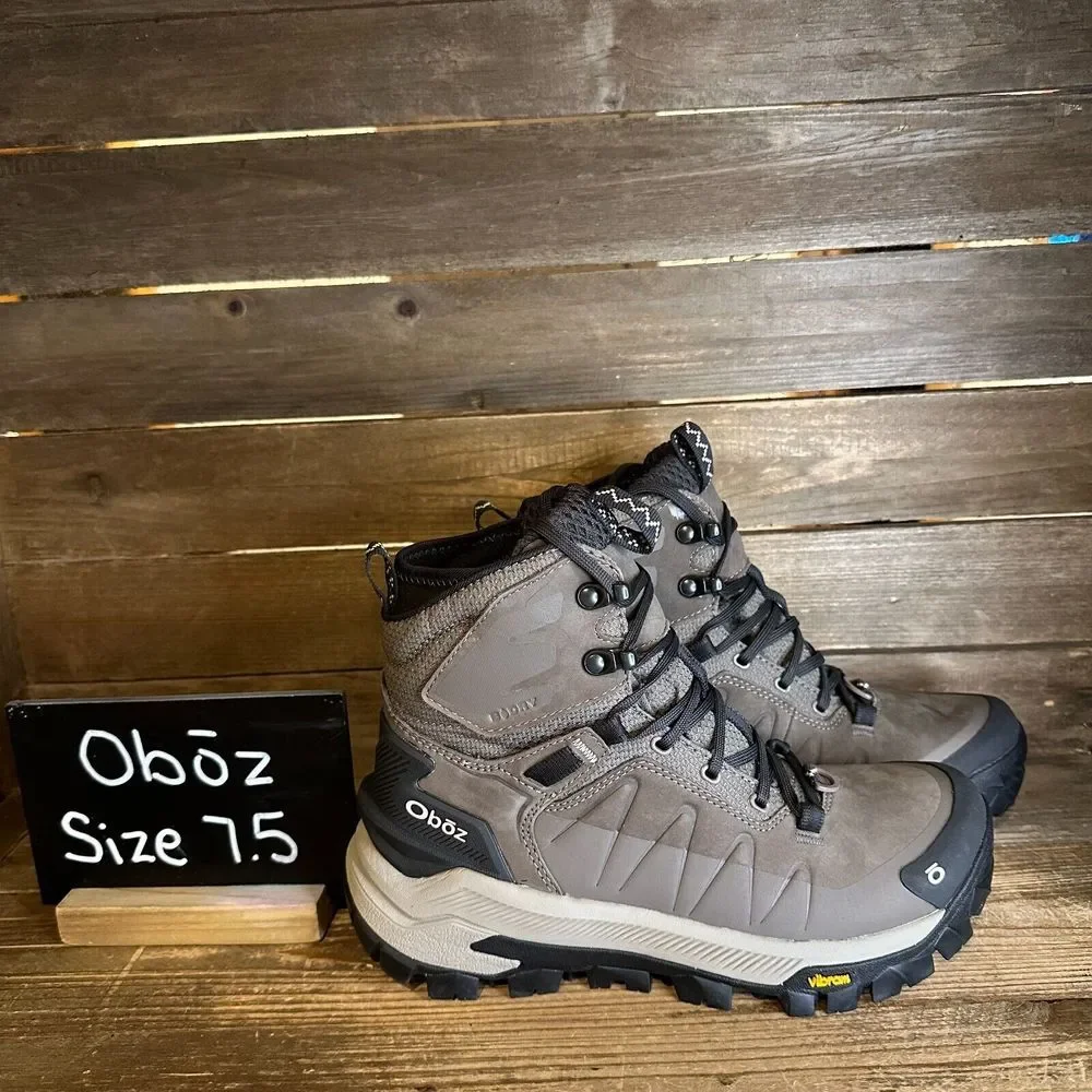 New‎ Womens Oboz Bangtail Mid Waterproof Taupe Insulated Snow Boots Size 7.5 M
